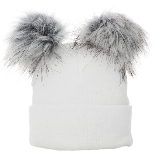 white unisex toddler pom hat