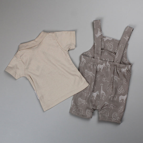 baby boys shirt and dungarees in beige