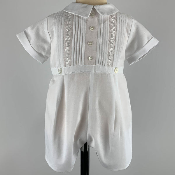 Baby Boy White Romper with matching cap - Christening - Sarah Louise C3002