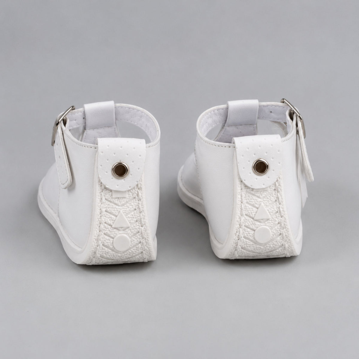 Pex Stef First Walker Shoes - Hard Sole White Leather T Bar