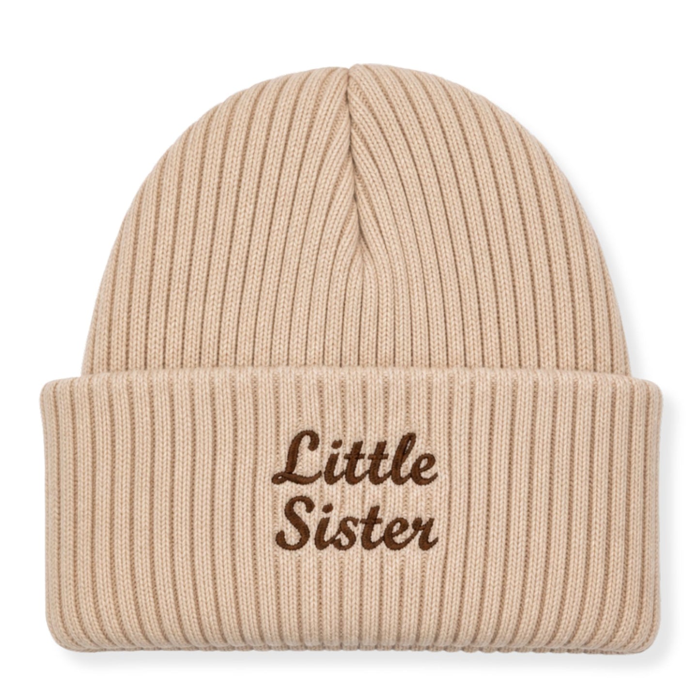 Newborn Beanie Hat with Little Sister Embroidery