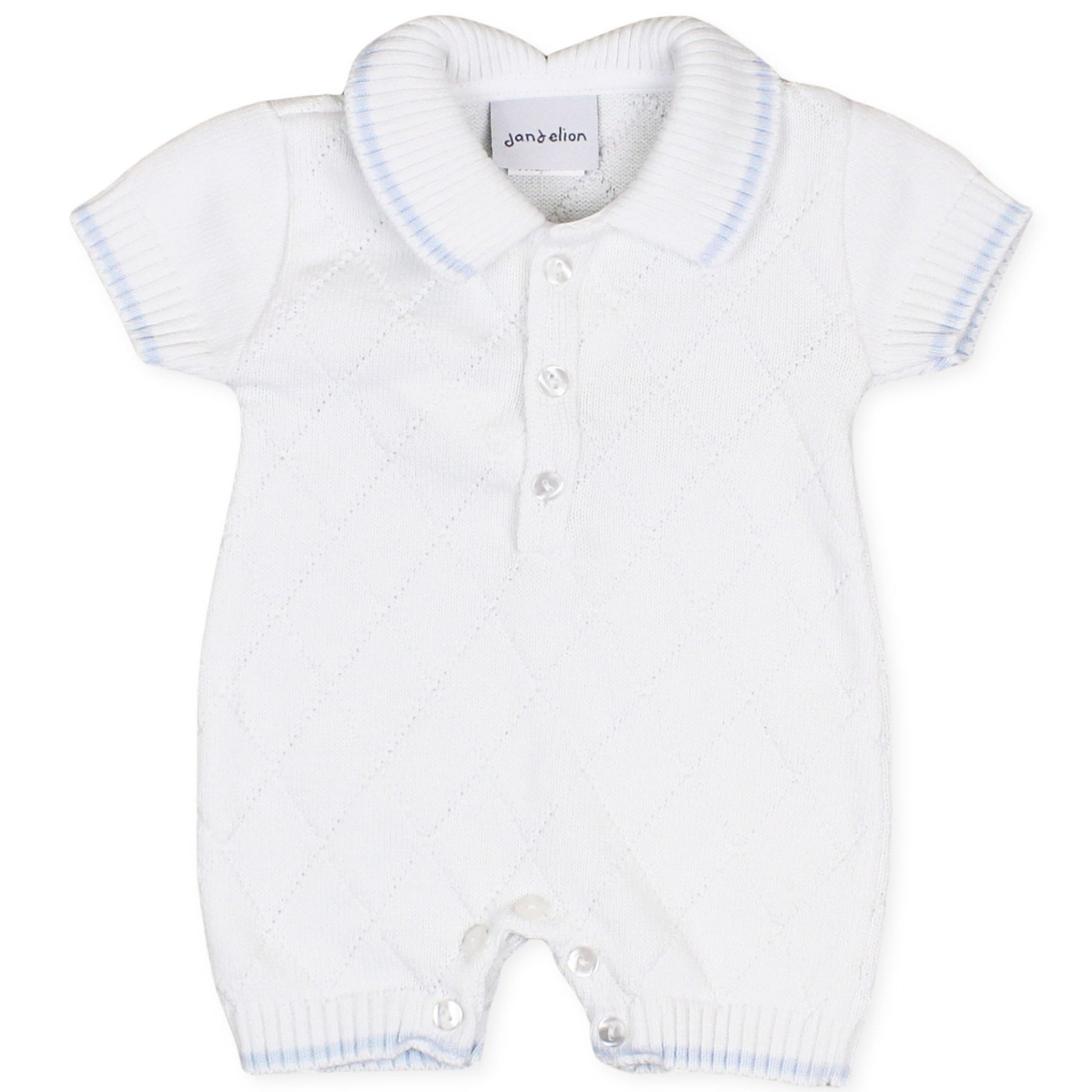 baby boys knitted collar outfit white