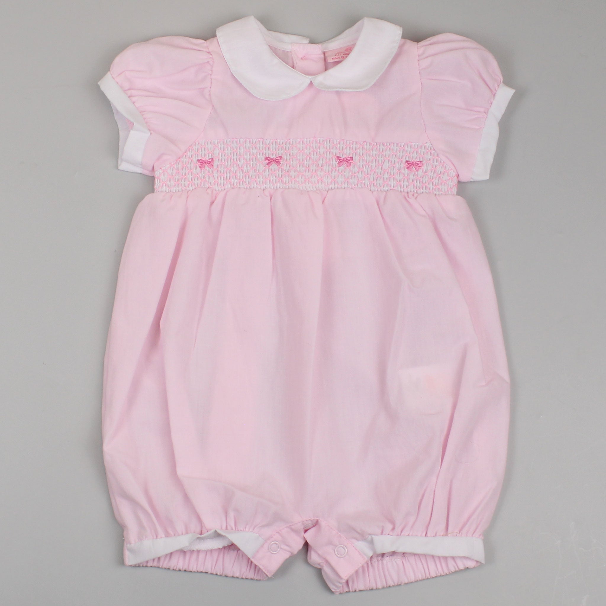 baby girls smocked pink outfit with collar