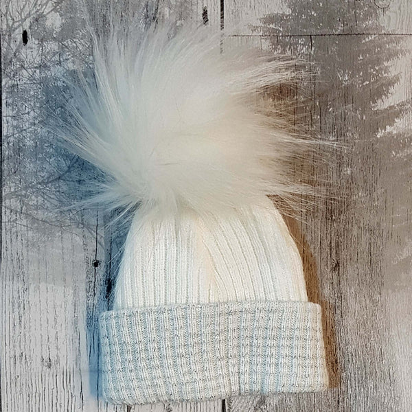 newborn faux fur pom bobble hat personalised