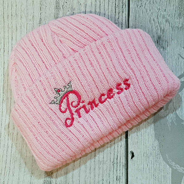 princess pink knit hat