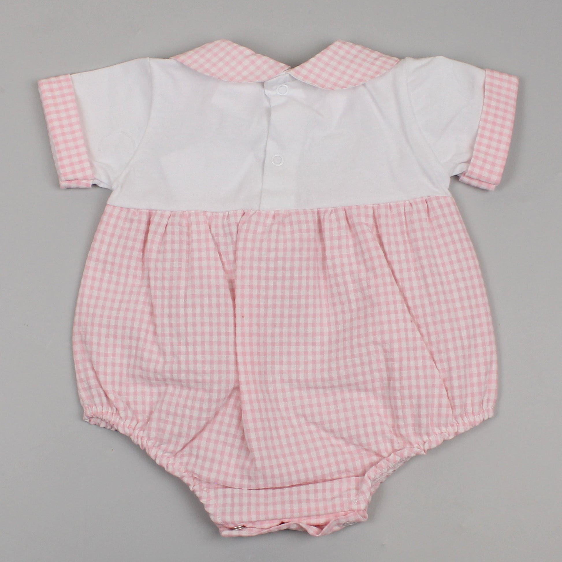 baby girls white and pink gingham outfit with collar
