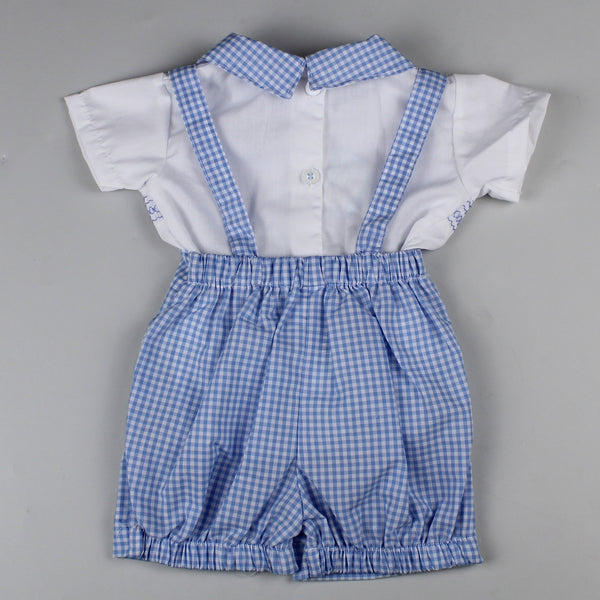 baby boys two piece outfit with braces and shirt