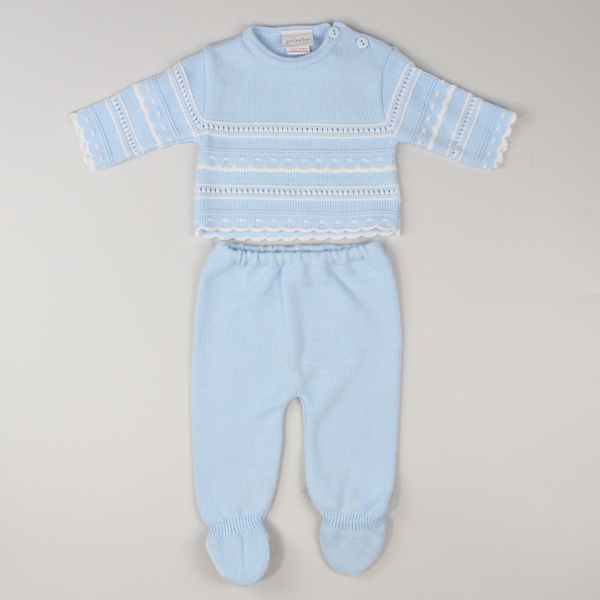 dandelion blue 2 piece knitted outfit