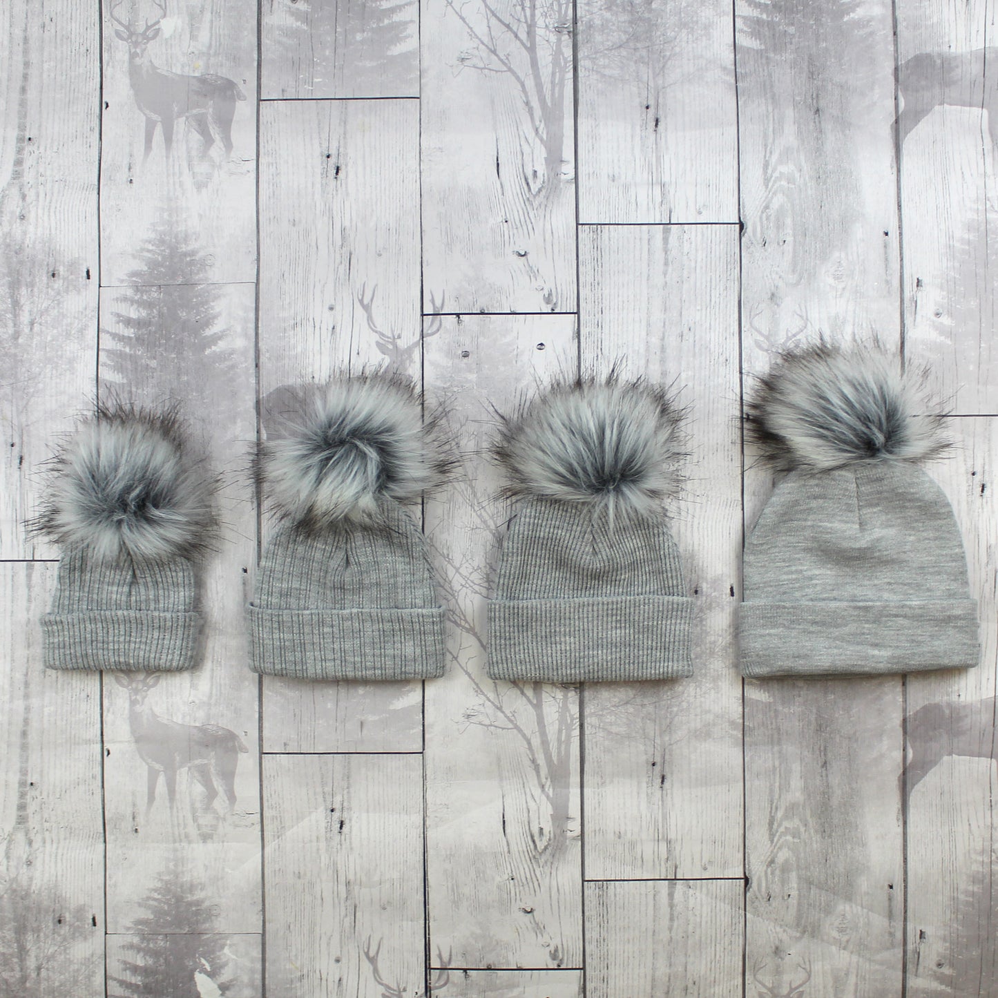 baby unisex grey pom hat