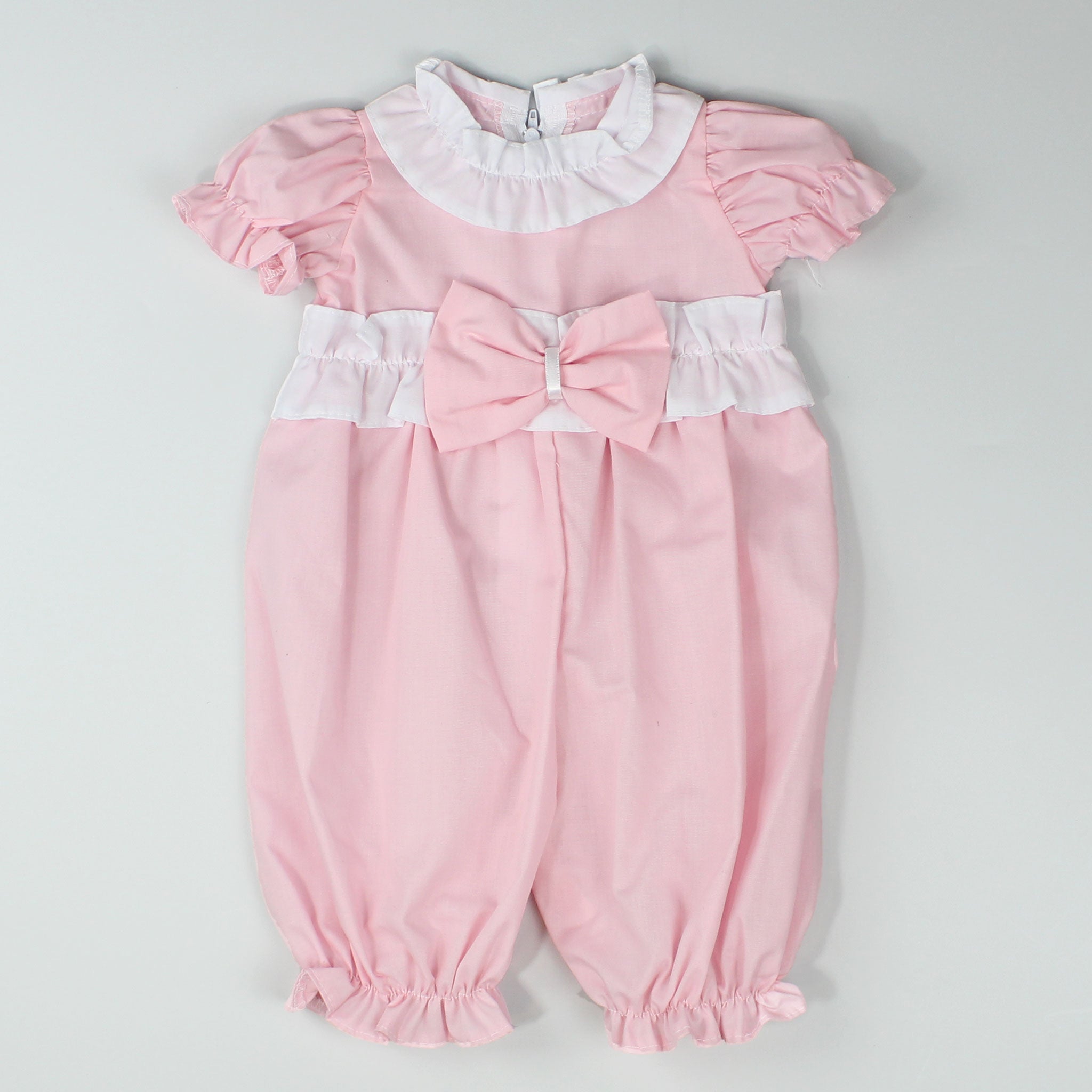 baby girls romper in pink with bow for summer