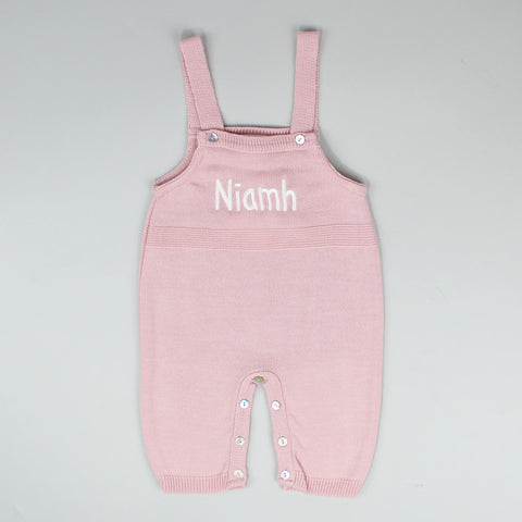 pink knitted personalised dungarees