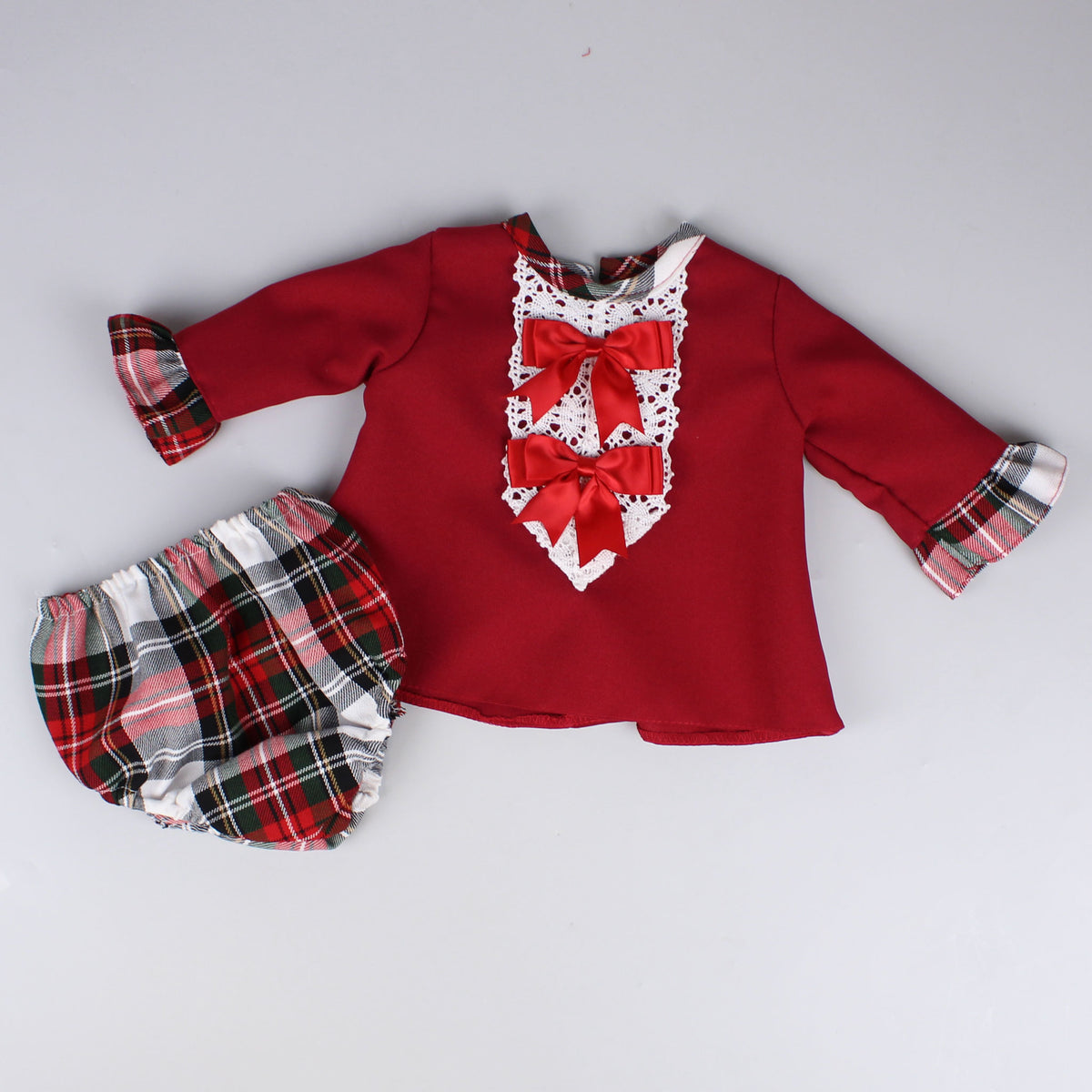 Baby Girl Top and Knickers Outfit Red / White Tartan Lullaby Lane