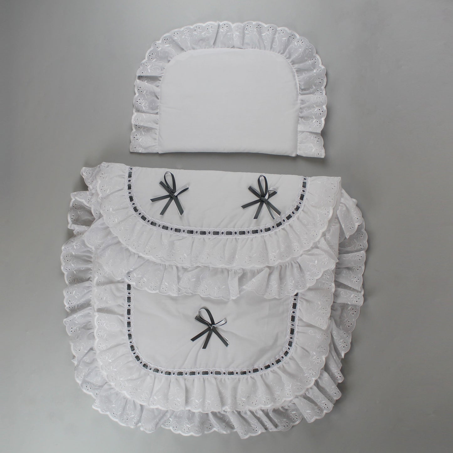 baby white and grey pram set