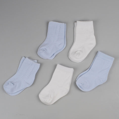 5 pack white blue baby socks pex