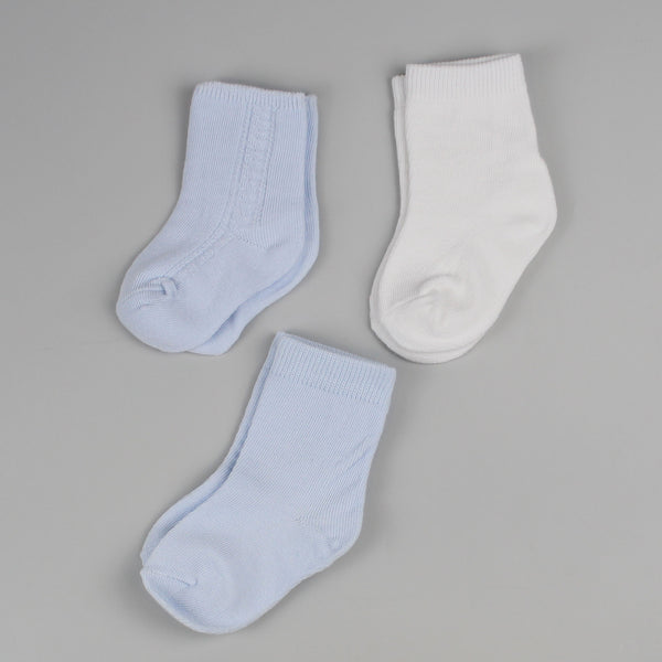 Five Pack Baby Ankle Socks - White / Blue - Pex
