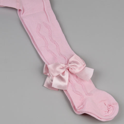 baby girls pink tights with bow