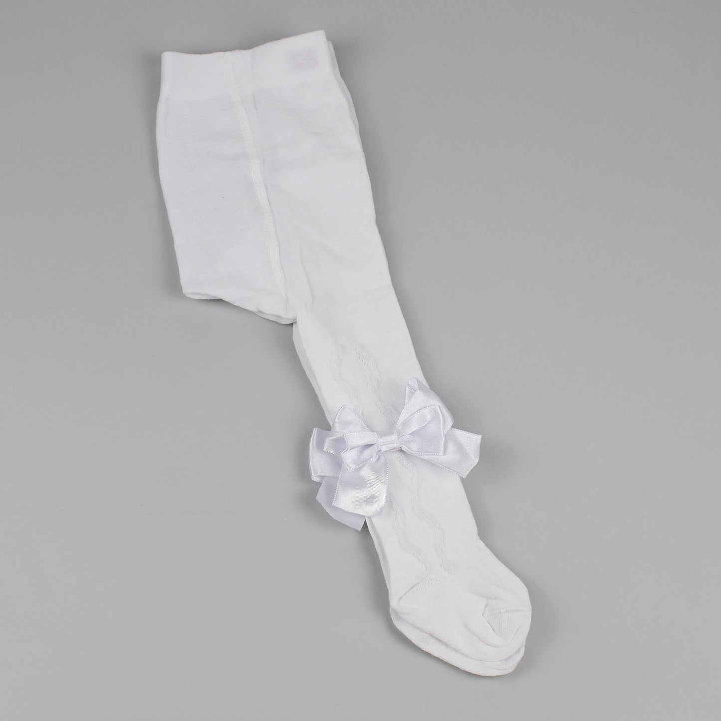 Baby Girl White Bow Tights - White - Pex Grazia