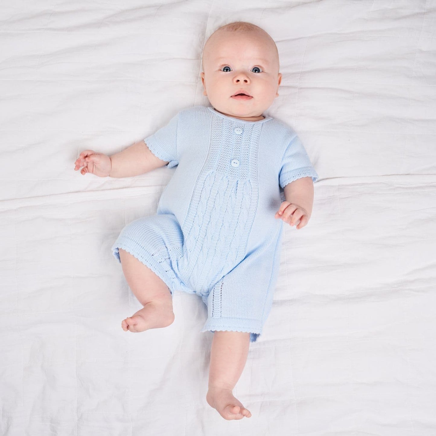 baby boys knitted blue romper
