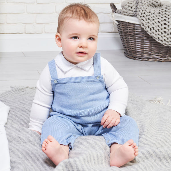 baby boys personalised knitted dungarees