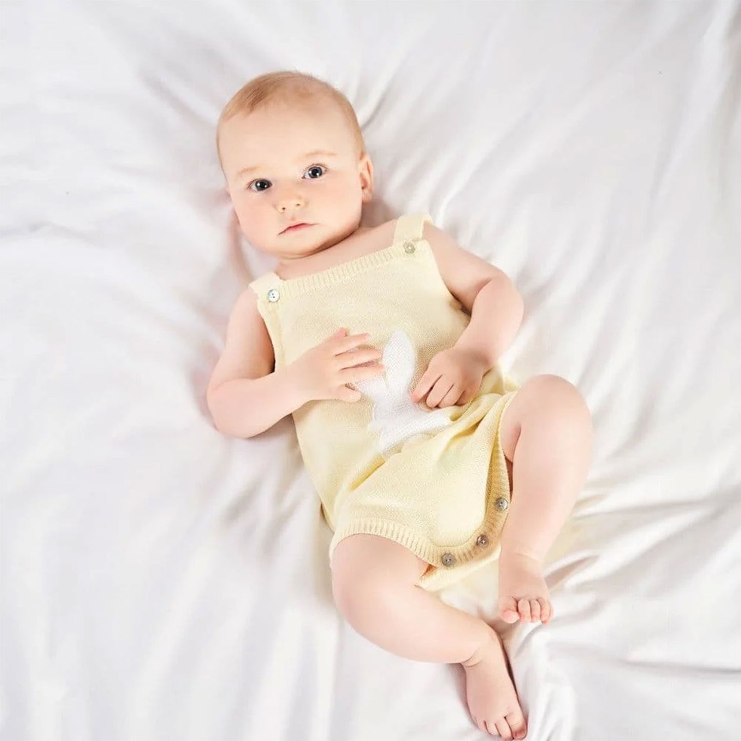 lemon knitted romper with bunny easter outfit