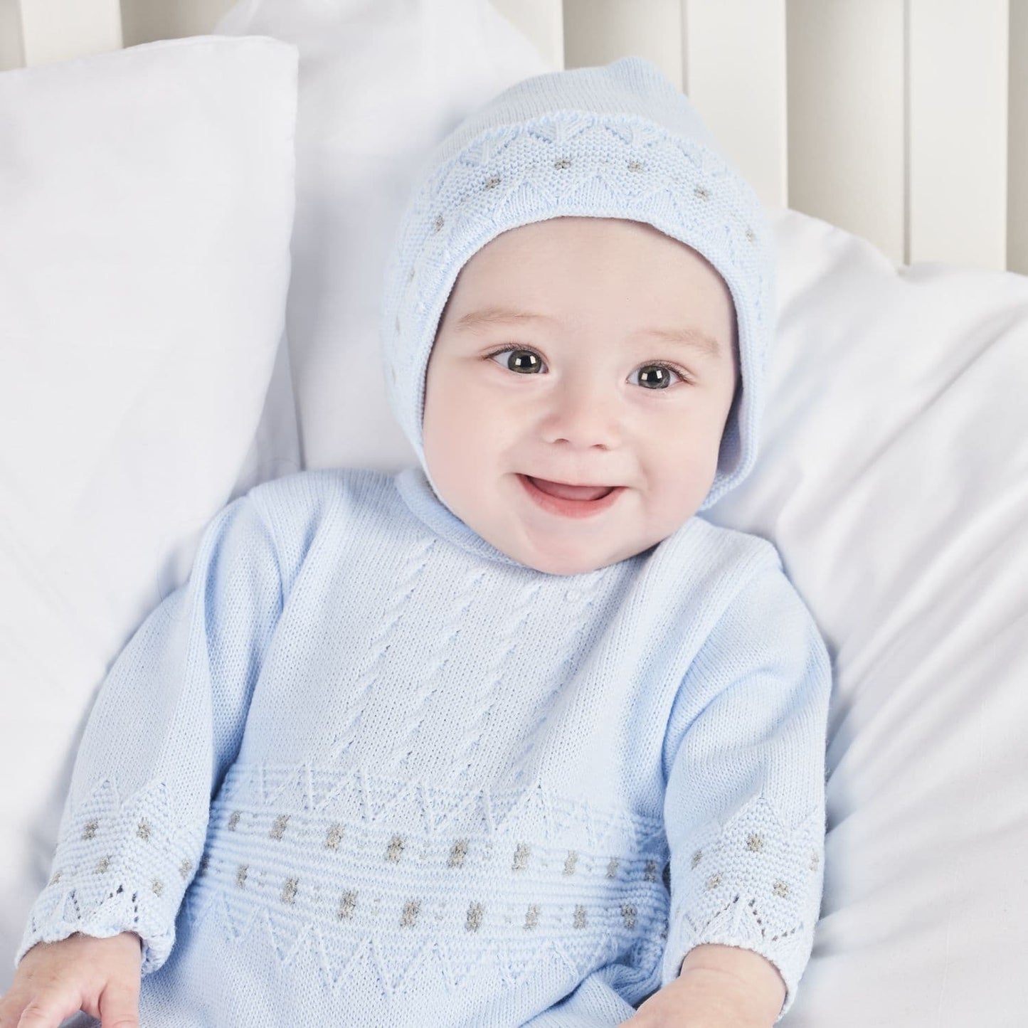 baby boys 3 piece outfit with bonnet