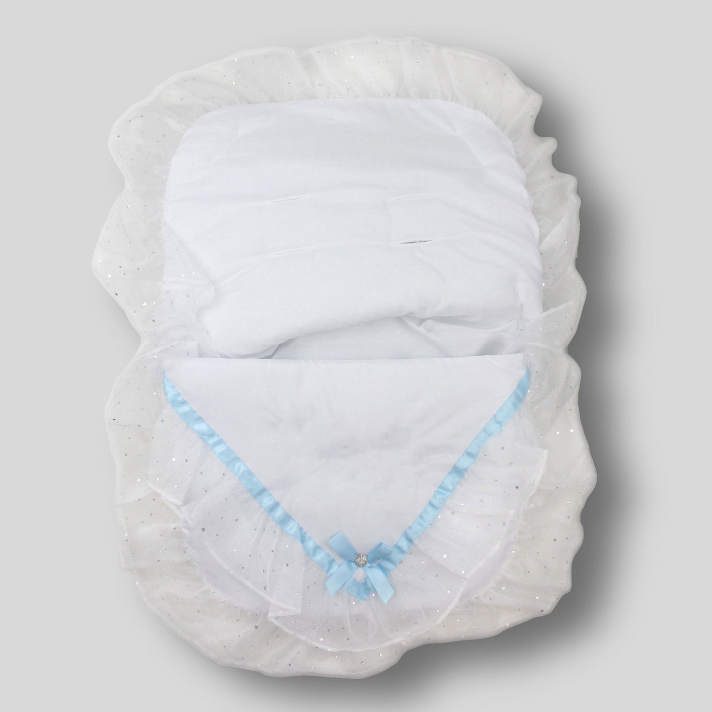 Fancy Car Seat Cosy Toes / Footmuff - White / Blue