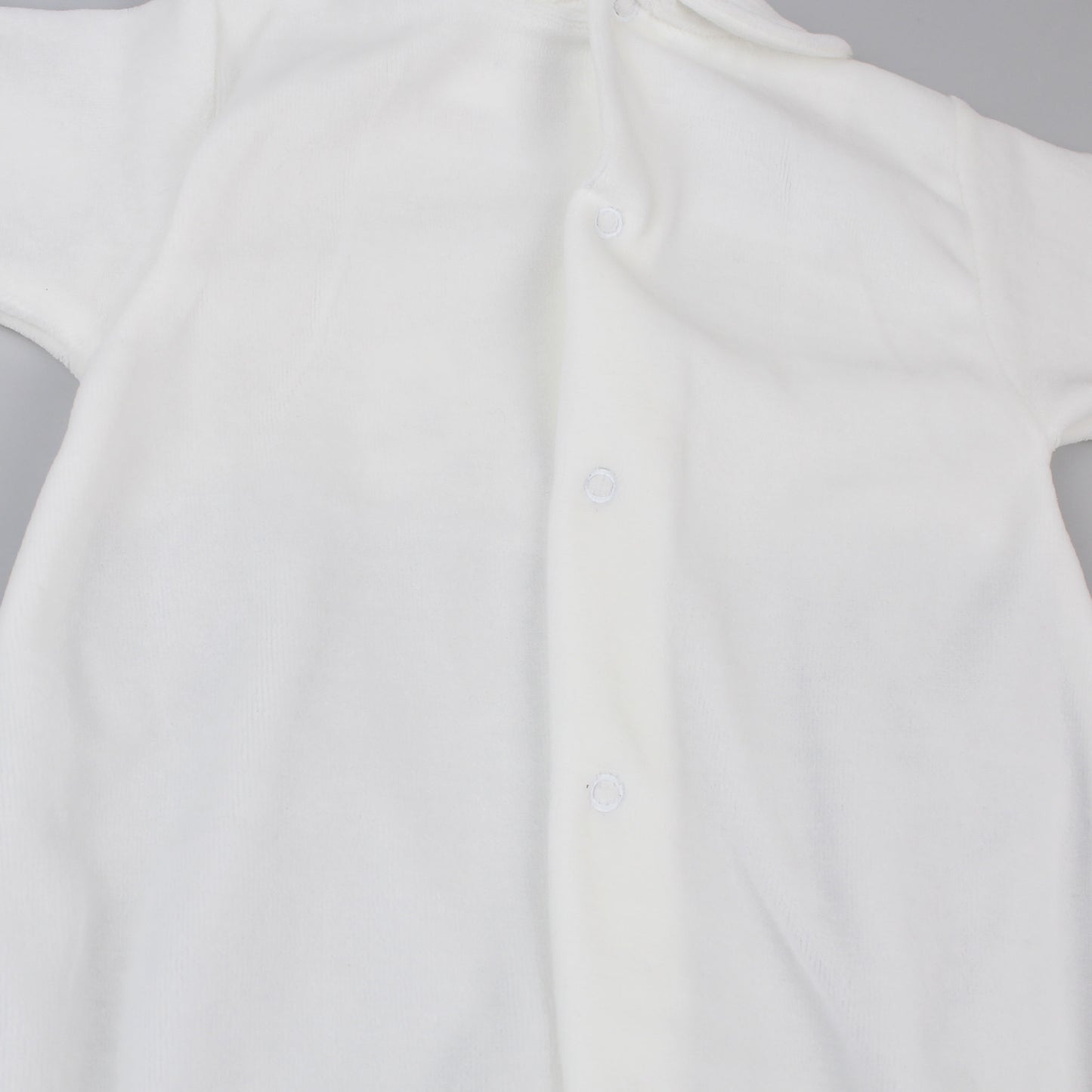 Baby Velour Teddy Bear Sleepsuit - Grey & White