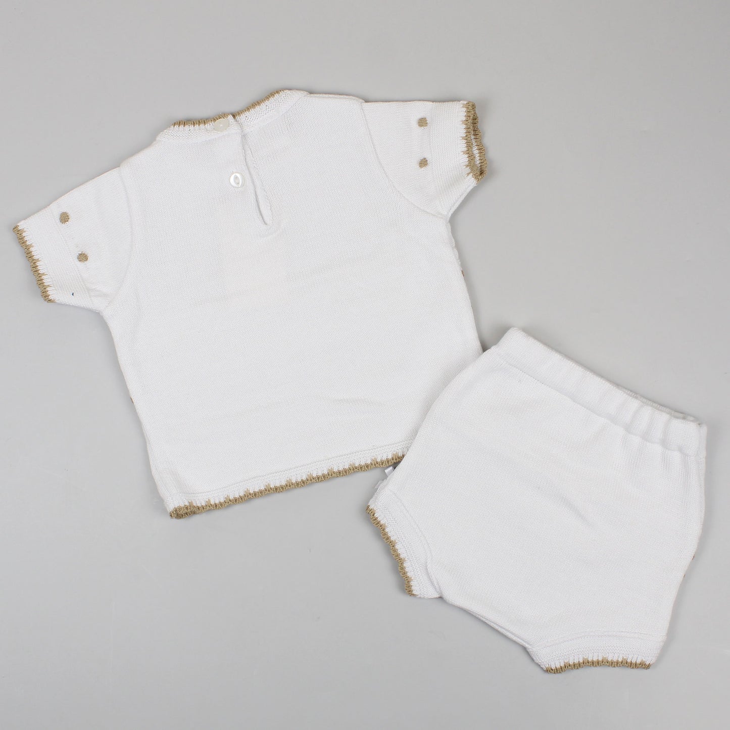 Baby Girls 2 Piece Knitted Outfit - White and Beige