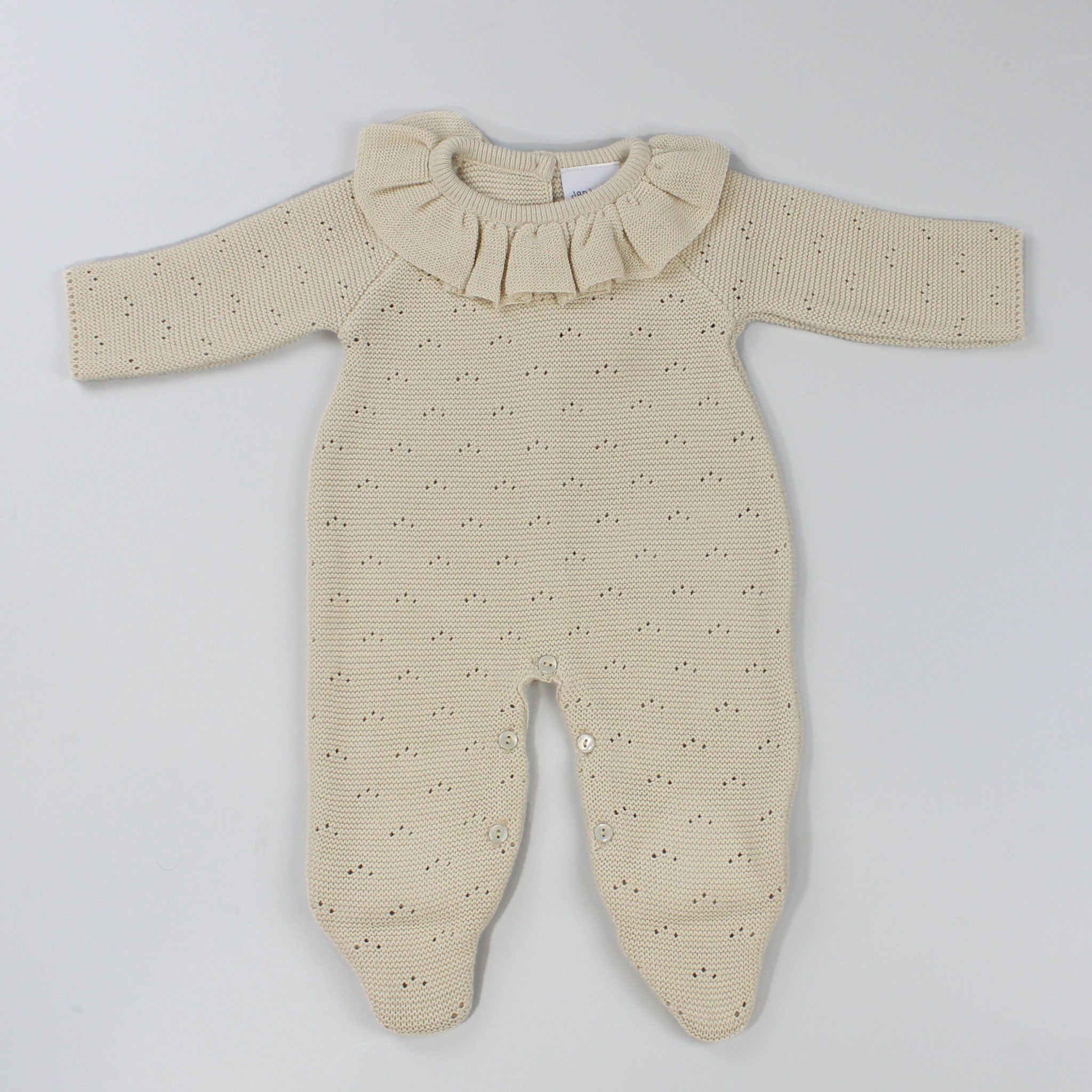 baby girls beige knitted outfit