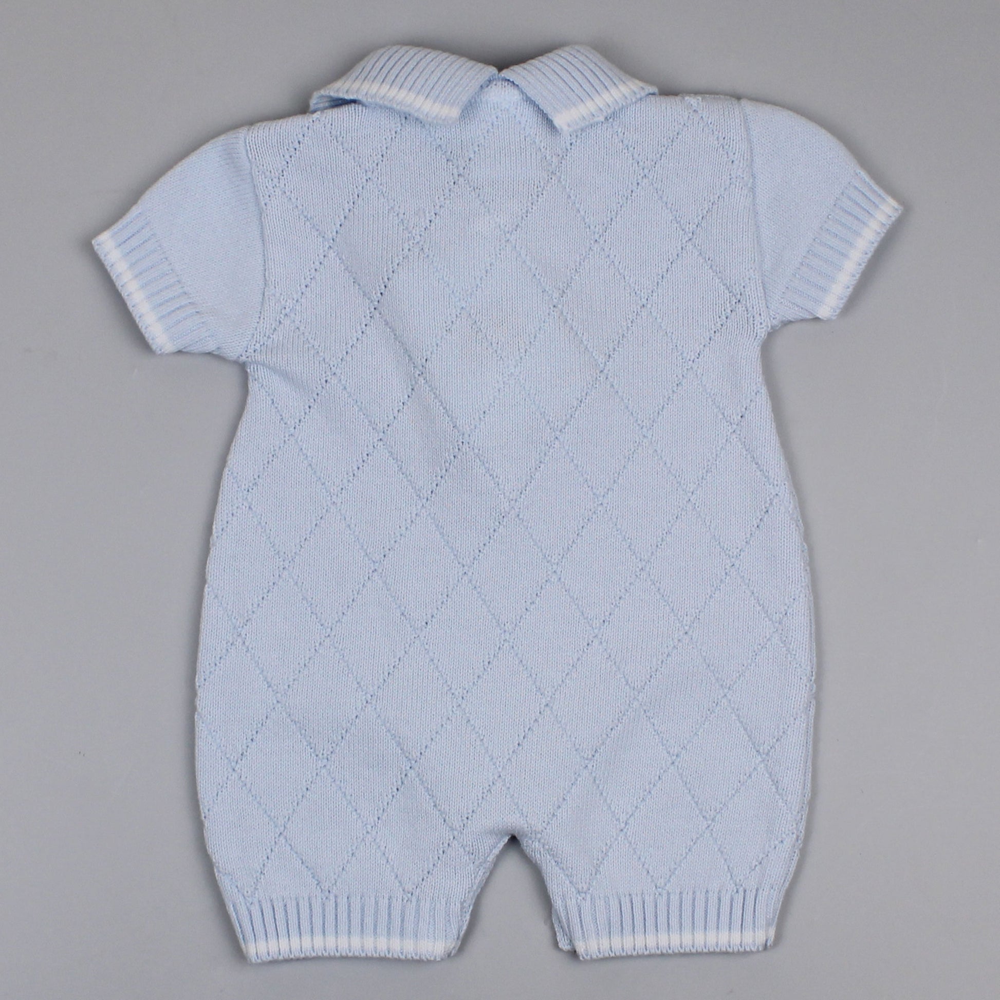 baby boys blue knitted all in one