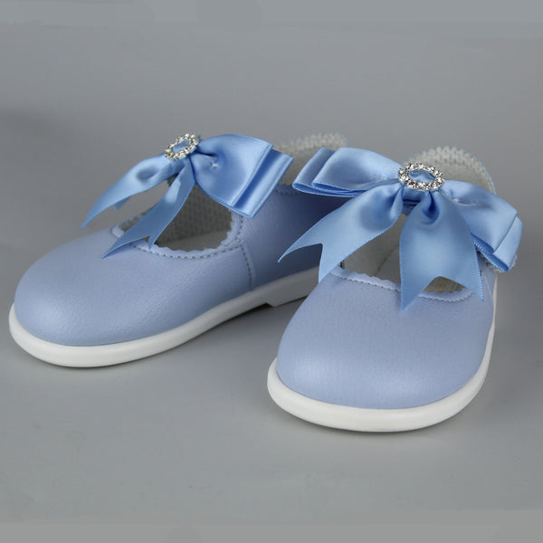 baby girls blue diamante bow shoes