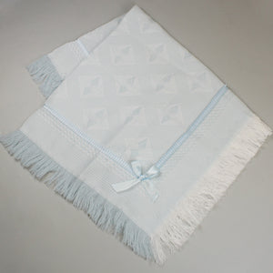 baby boys blue shawl with tassels
