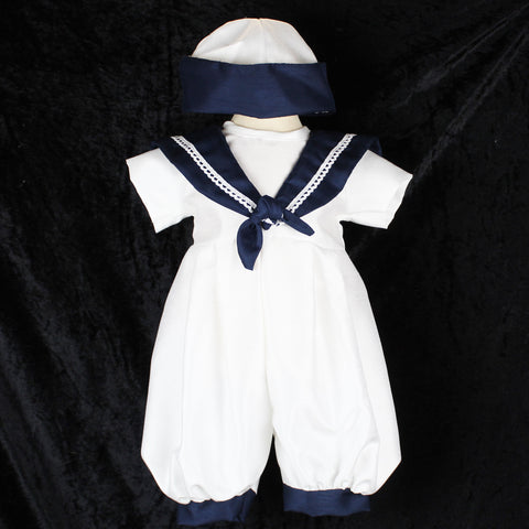 white and navy christening sailor outfit