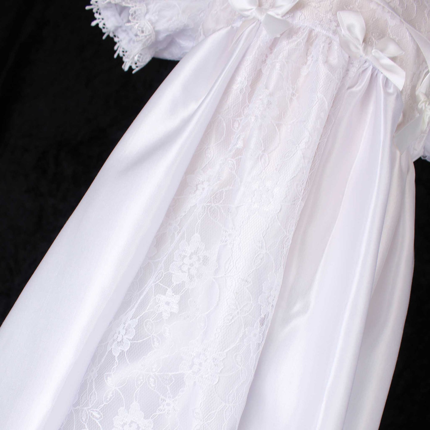 Baby Girls Christening Gown With Bonnet - White