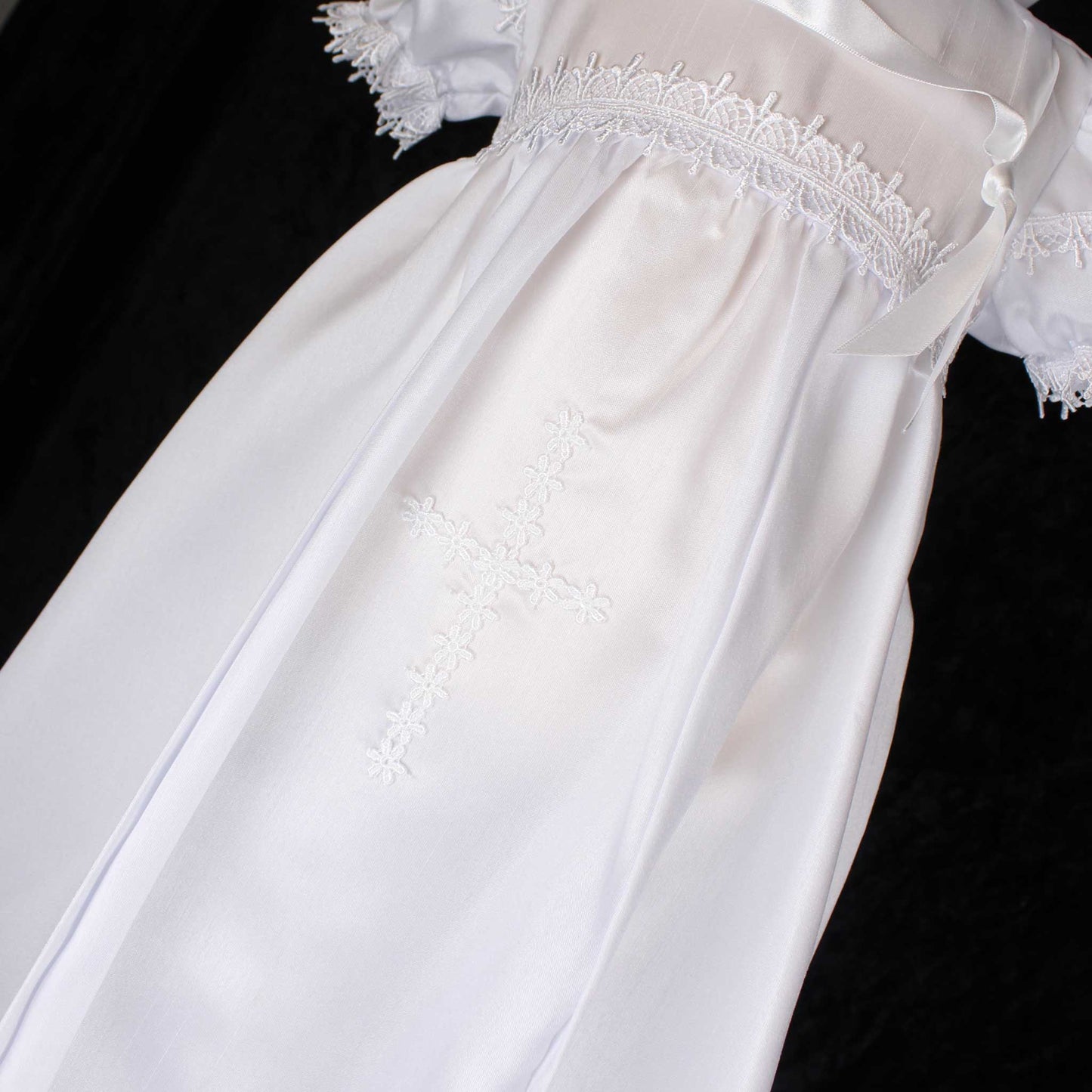 Baby Girls Christening Robe With Bonnet - Pex Bernadette - White