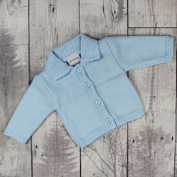 baby boys blue knitted dandelion cardigan