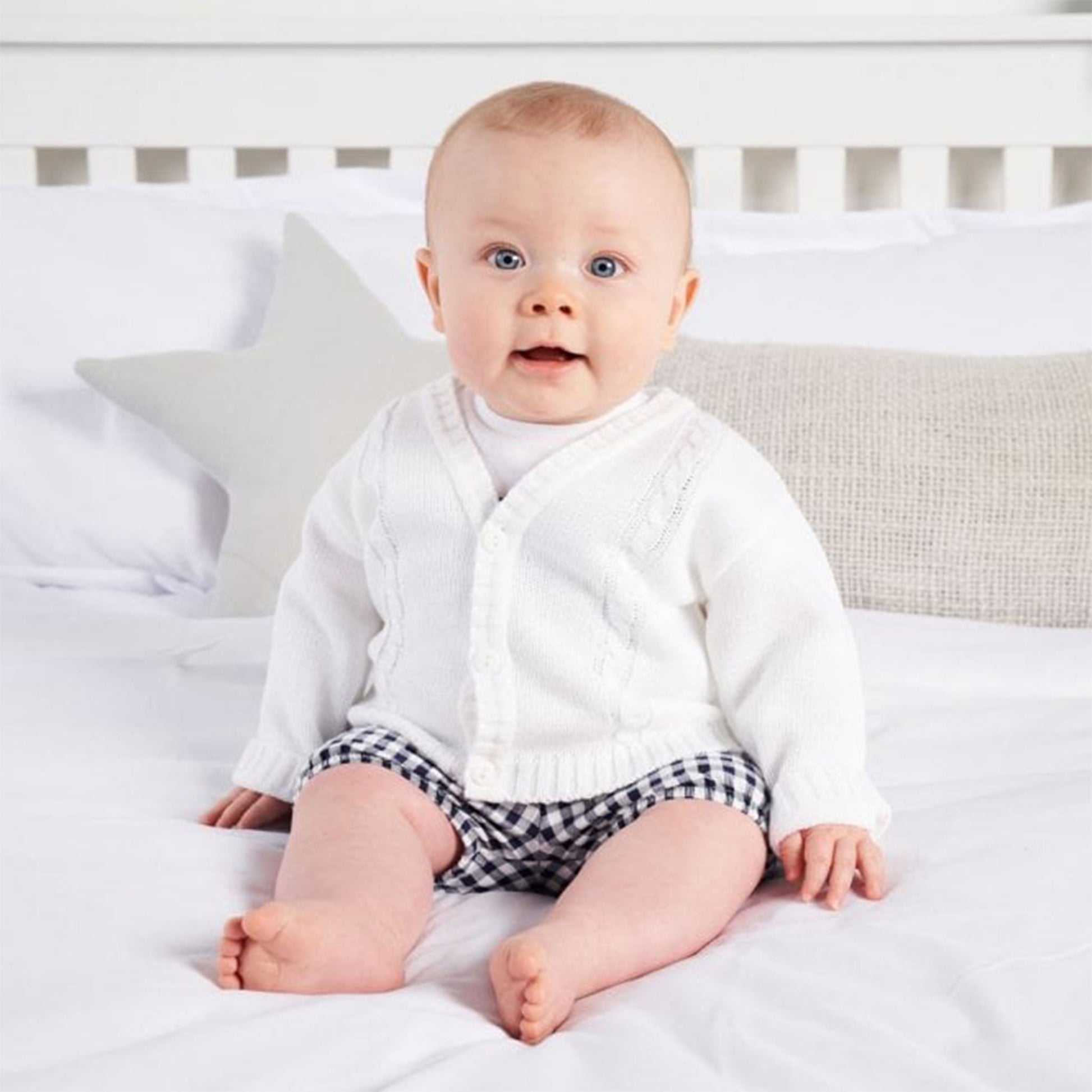 unisex white baby cardigan