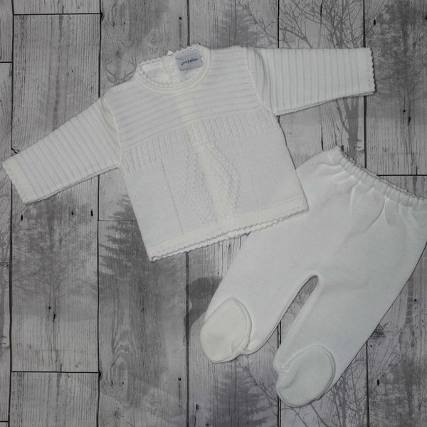 two piece knitted white outfit