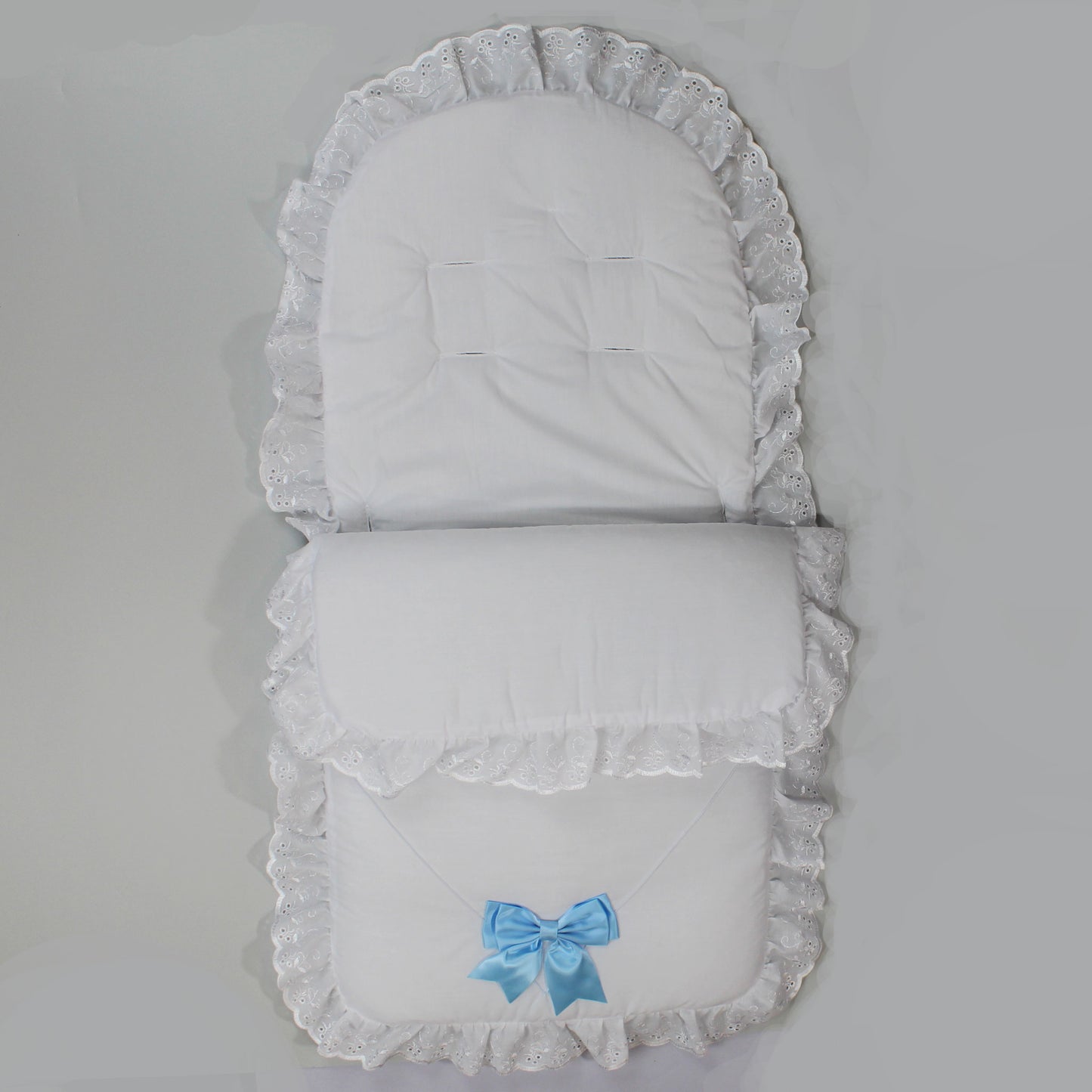 white cosy toes blue bow