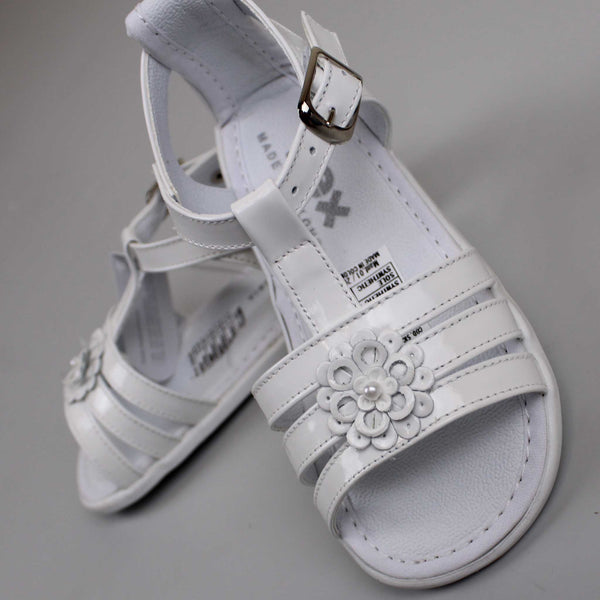 white baby girls leather sandals