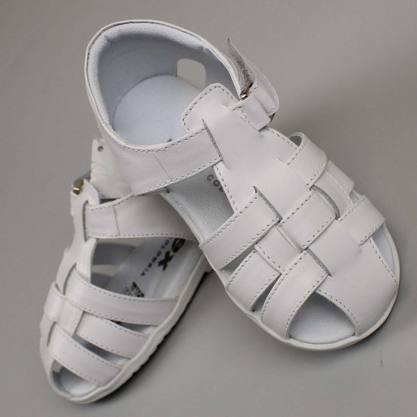 baby boys white leather hard sole sandals