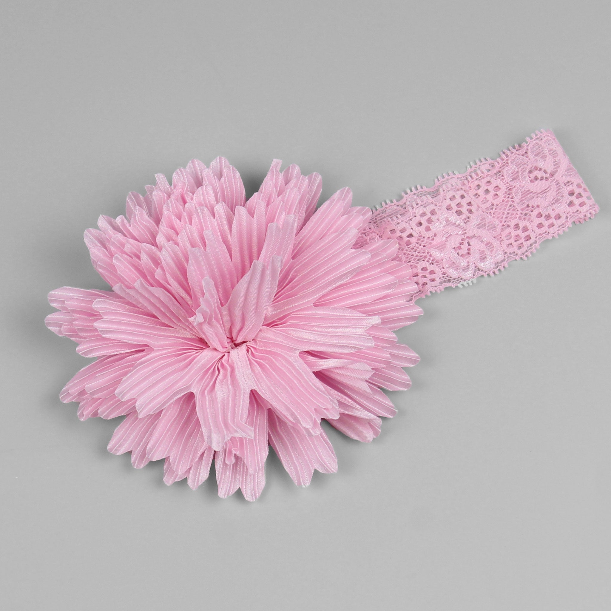 Baby Girls Pink Headband With Flower And Lace Detailing 