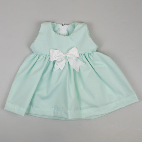 mint green with white bow dress