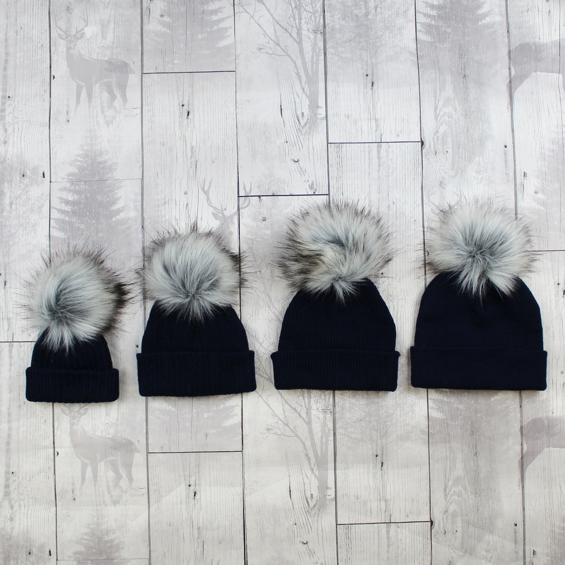 baby navy pom hat