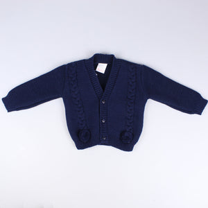 baby boys navy knitted cardigan