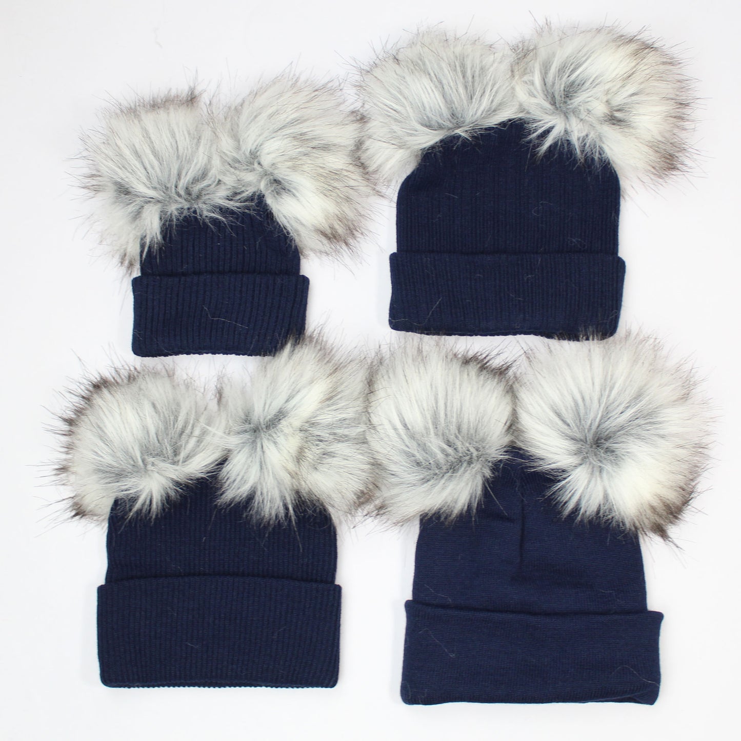 Personalised Baby Hat - Navy Blue Double Pom