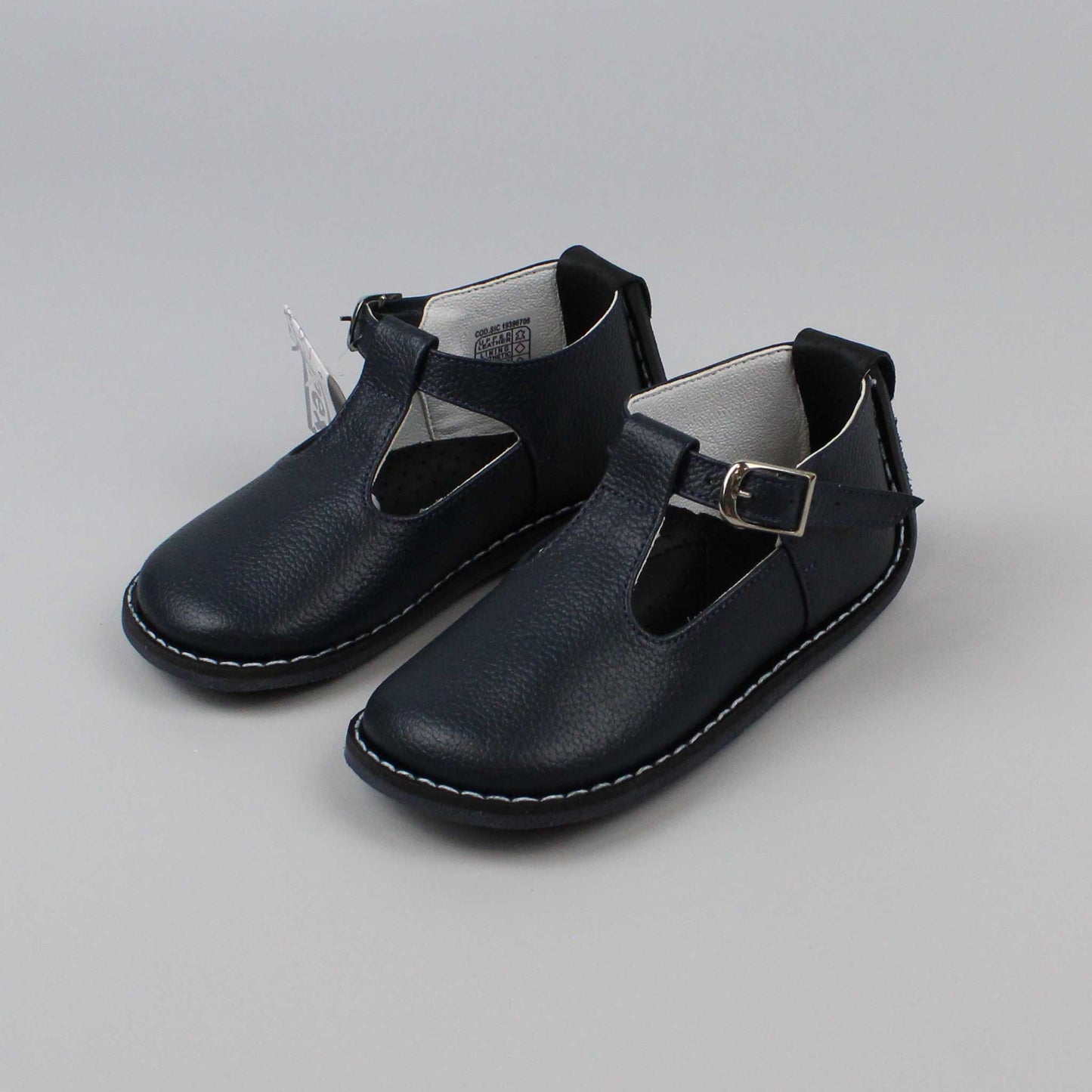 Baby Boys Navy Leather T Bar Shoe