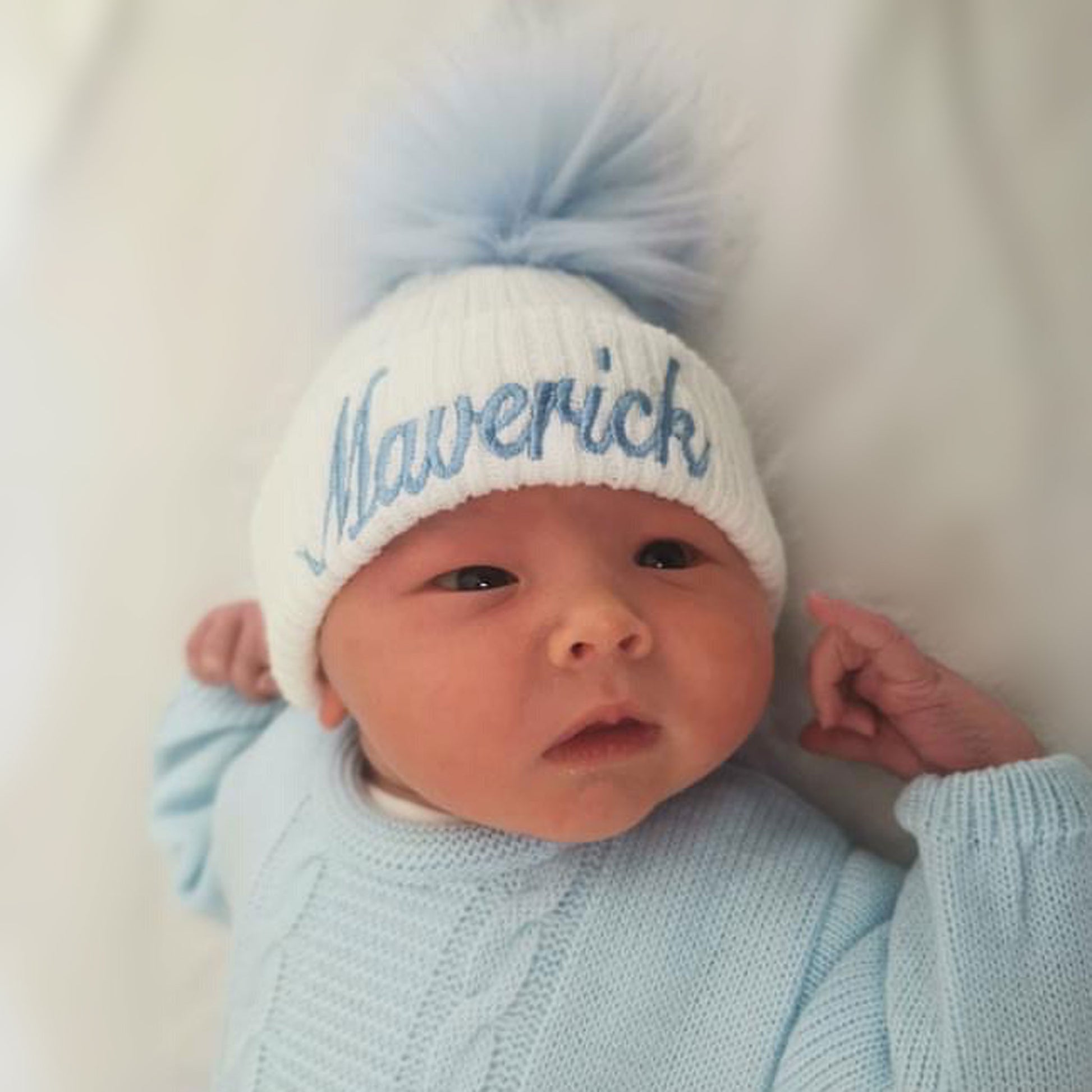 Newborn baby hat personalised first size