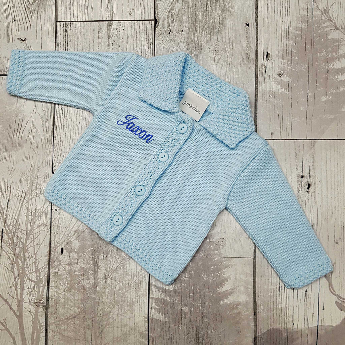 Personalised Knitted Baby Boys Cardigan Blue Lullaby Lane Baby Shop