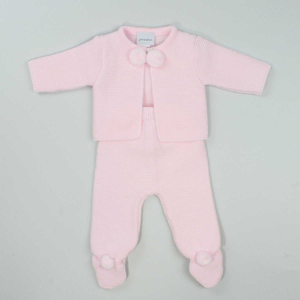 Baby Girl Pink Spanish Style Knitted Two Piece Outfit Pram Suit